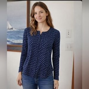 Maeve Anthropologie Blue Long Sleeve Button Down Blouse Cottagecore Size 2